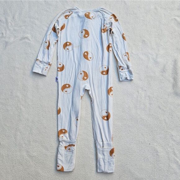 Brixton Phoenix Cream and Orange Yin Yang Heart Bamboo Zip Romper 12-18M - Picture 8 of 10